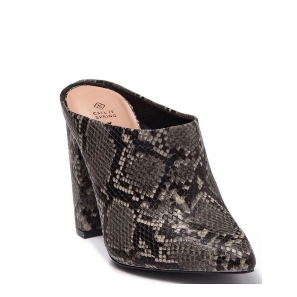 Women’s Gray/Black Snakeskin Mule Booties Size 9
